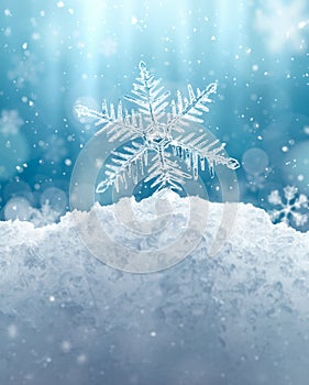Macro Snowflake and Fallen Defocused Snowflakes