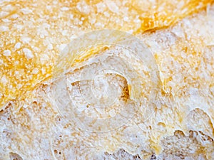 Macro of sourdough bread crust texture