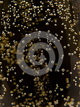 Macro of sparkling champagne