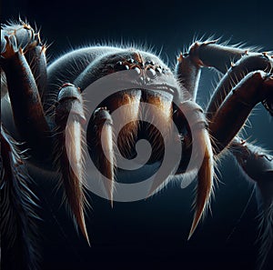 Macro of a spider on a black background. Scary scary.