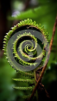 Macro Spiraling fern frond Symmetry Organic