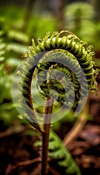 Macro Spiraling fern frond Symmetry Organic closeup shot