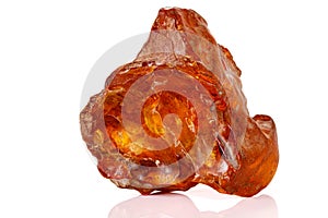 Macro stone amber mineral on white background