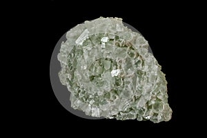 Macro stone Apophyllite mineral on black background