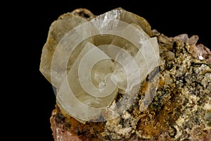 Macro stone Apophyllite mineral on black background