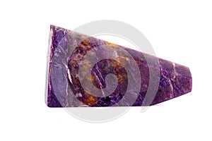 Macro stone Charoite mineral on white background