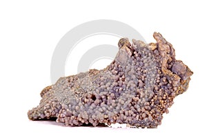 Macro stone cobalt calcite mineral on white background