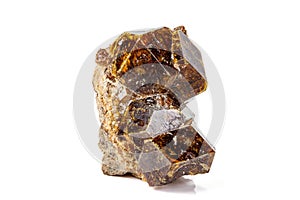 Macro stone Grossular mineral on white background