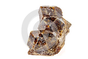 Macro stone Grossular mineral on white background