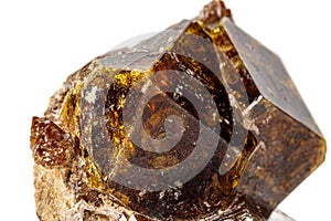 Macro stone Grossular mineral on white background