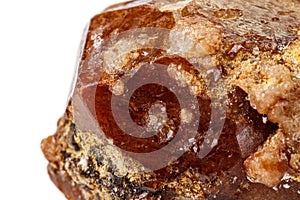 Macro stone Grossular mineral on white background