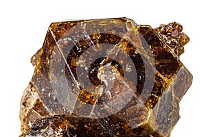 Macro stone Grossular mineral on white background