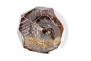 Macro stone Grossular mineral on white background