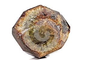 Macro stone Grossular mineral on white background