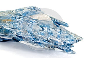 Macro stone kyanite mineral on white background