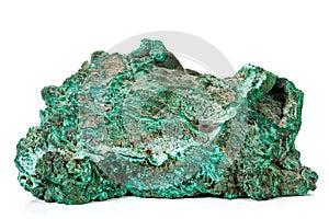 Macro stone Malachite mineral on white background