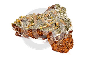 Macro stone Mimetite mineral on white background