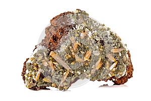 Macro stone Mimetite mineral on white background