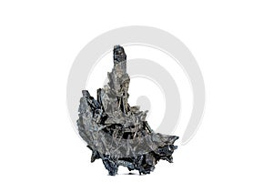 Macro stone mineral Antimonite, Stibnite on a white background