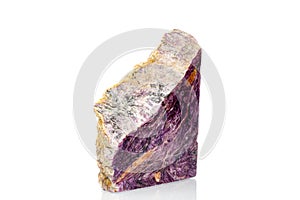 Macro stone mineral charoite on a white background