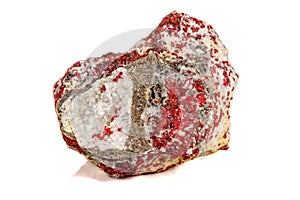 Macro stone mineral Cinnabar on a white background