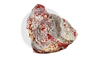 Macro stone mineral Cinnabar on a white background