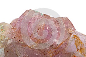 Macro stone mineral fluorite baryte on a white background