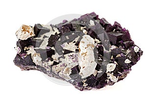 Macro stone mineral Fluorite on a white background