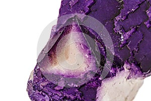 Macro stone mineral fluorite on a white background