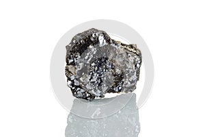 Macro stone mineral Galena  on a white background
