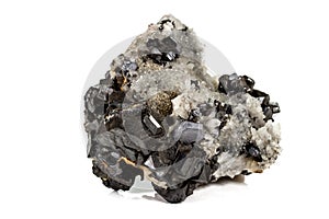 Macro stone mineral Galena on white background