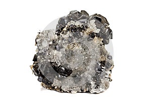 Macro stone mineral Galena on white background