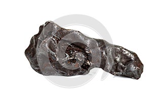 Macro stone mineral meteorite tektite on white background