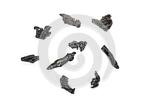 Macro stone mineral meteorite tektite on white background