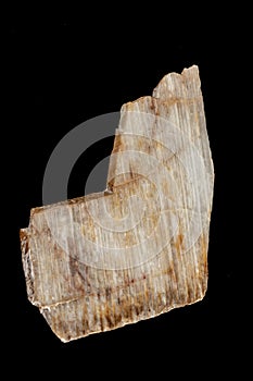 Macro of a stone mineral Moonstone on a black background