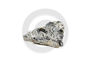 Macro stone mineral Pyrrhotite, quartz, Sphalerite, calcite, Galena on white background photo