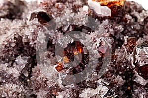 Macro stone mineral quartz Sphalerite on a white background