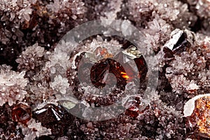 Macro stone mineral quartz Sphalerite on a white background