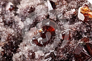 Macro stone mineral quartz Sphalerite on a white background