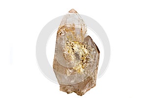 Macro stone mineral smoky quartz on a white background