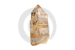 Macro stone mineral smoky quartz on a white background