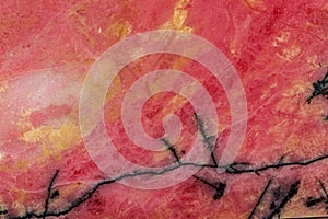 Macro stone Rhodonite mineral on white background