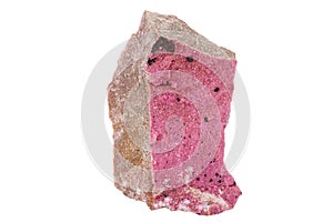 Macro stone Spherocobaltite mineral on white background