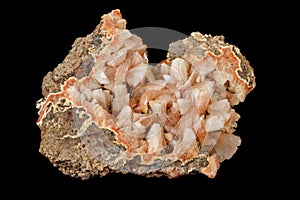 Macro of a stone Stilbite mineral on a black background photo