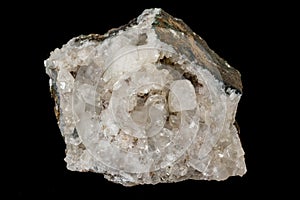 Macro stone Stilbite mineral on white black close up