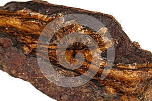 Macro stone tiger eye mineral in rock on black background