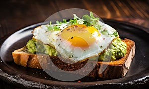 macro sunny side up egg sandwich, ai generative