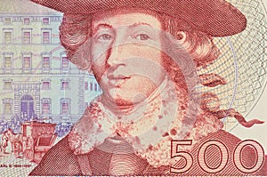 Macro of swedish kronor of 500 face value