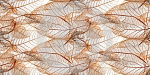 Macro texture of beautiful leaves in brown tones. AI generative illustration