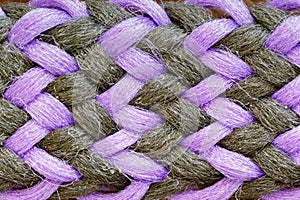 The macro texture of cotton fibers with different colors. Horizontal view